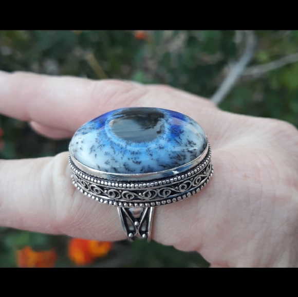 New Dendritic Opal 925 Silver Statement Ring. - Picture 4 of 8